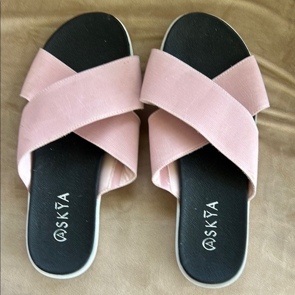 Sky Pink Criss-Cross Sandals - Picture 1 of 5